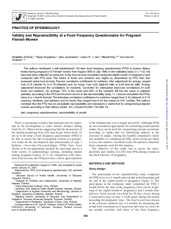 Pdf Validity And Reproducibility Of A Food Frequency Questionnaire Pdf Validity And Reproducibility Of A Food Frequency Questionnaire