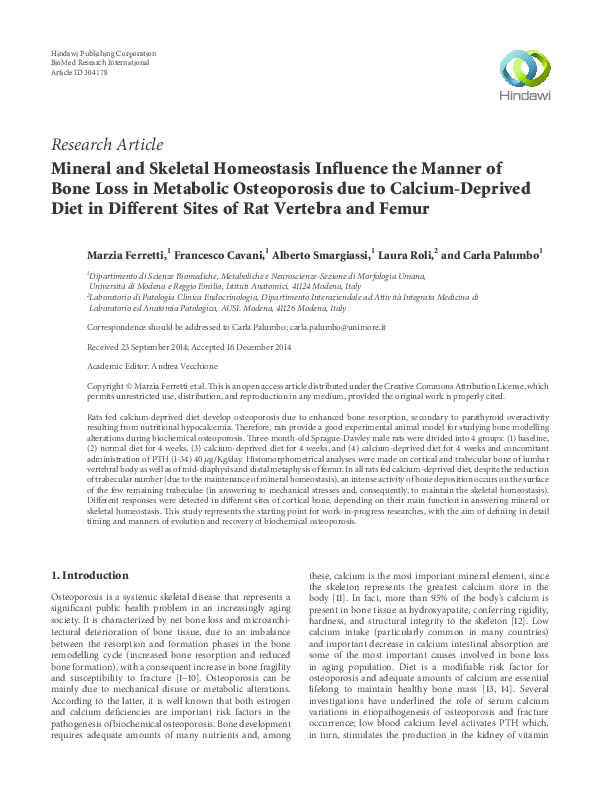 (PDF) Mineral and Skeletal Homeostasis Influence the Manner of Bone ...