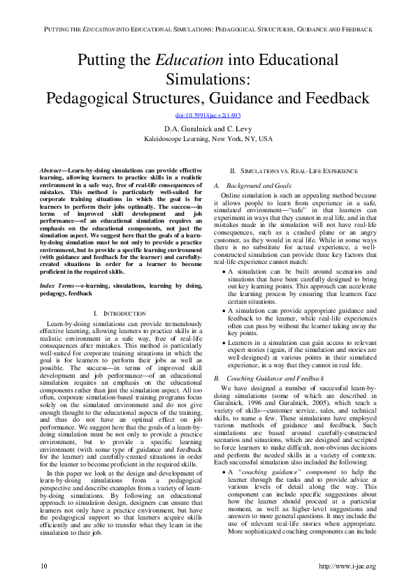 (PDF) Putting the Education into Educational Simulations: Pedagogical ...
