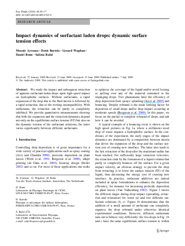 (PDF) Impact dynamics of surfactant laden drops: dynamic surface ...
