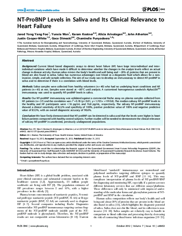 (PDF) NT-ProBNP Levels in Saliva and Its Clinical Relevance to Heart ...