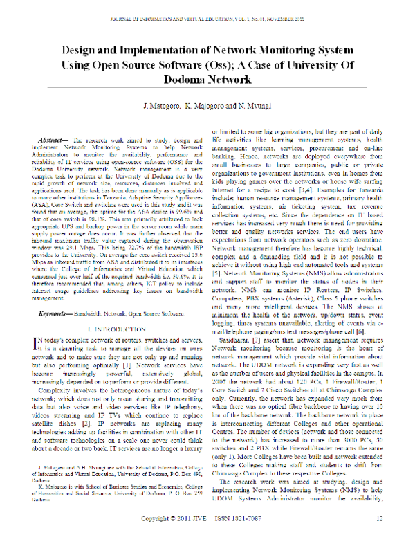 (PDF) Design and Implementation of a Network Monitoring Tool