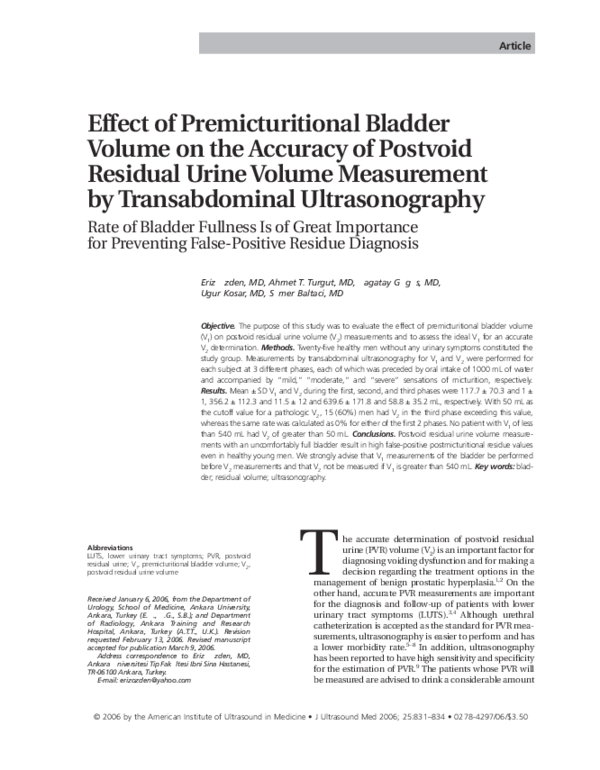 (PDF) Effect of premicturitional bladder volume on the accuracy of ...