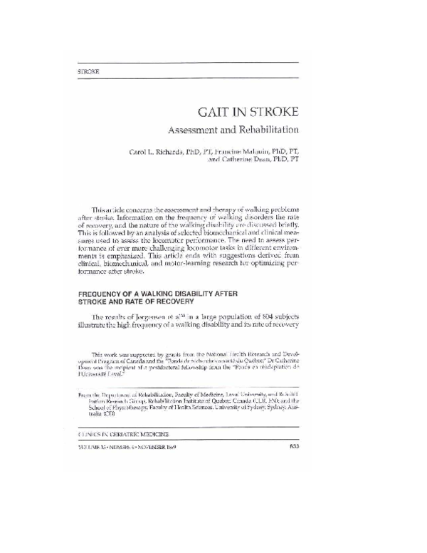 (PDF) Gait in stroke: assessment and rehabilitation