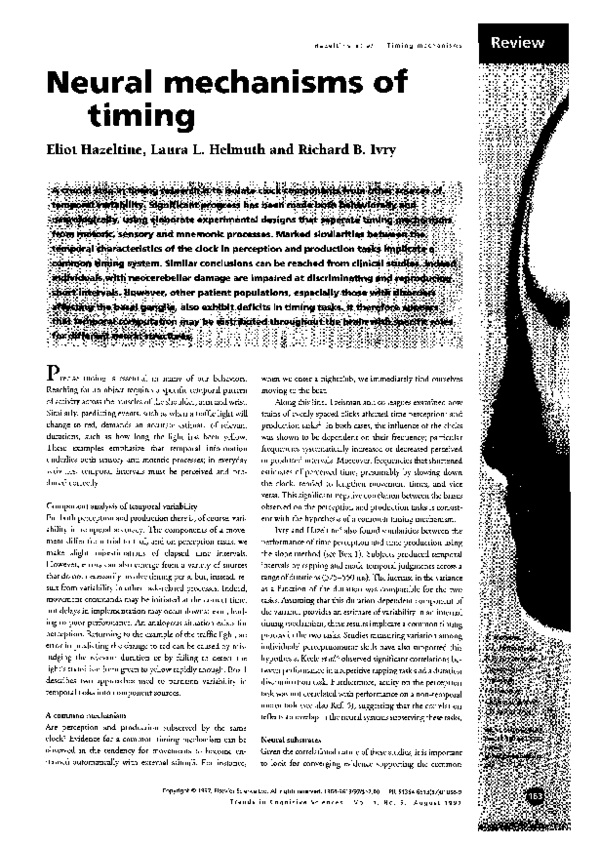 (PDF) Neural mechanisms of timing Richard Ivry and E. Hazeltine