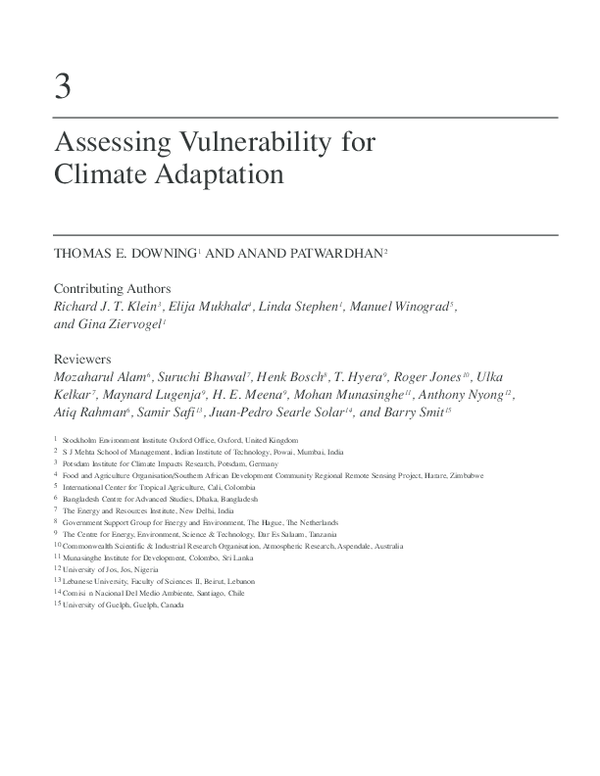 (PDF) Assessing vulnerability for climate adaptation