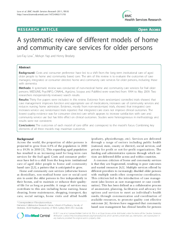(PDF) A systematic review of different models of home and community ...