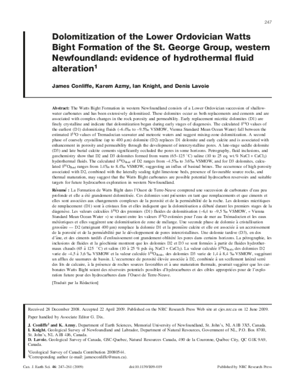 (PDF) Dolomitization of the Lower Ordovician Watts Bight Formation of ...