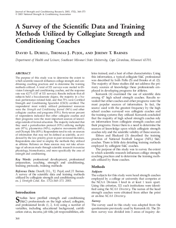 (PDF) A Survey of the Scientific Data and Training Methods Utilized by ...