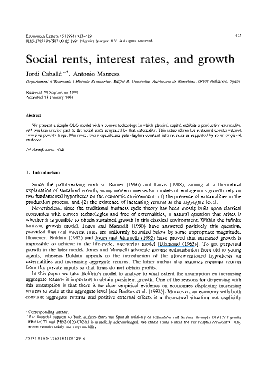 (PDF) Social rents, interest rates, and growth