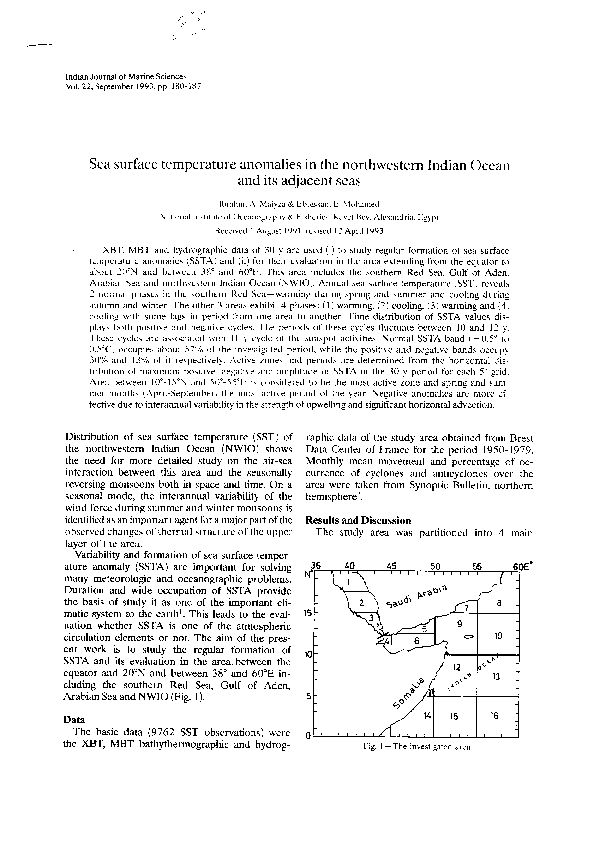 (PDF) Sea Surface temperature Anomalies in the northwestern Indian ...