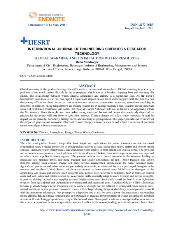 (PDF) GLOBAL WARMING AND ITS IMPACT ON WATER RESOURCES