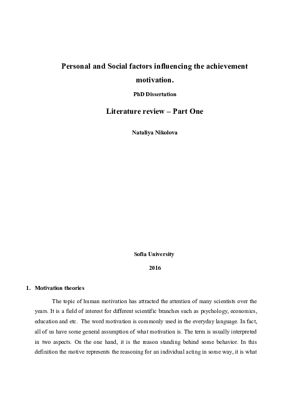 (DOC) Personal and Social factors influencing the achievement motivation