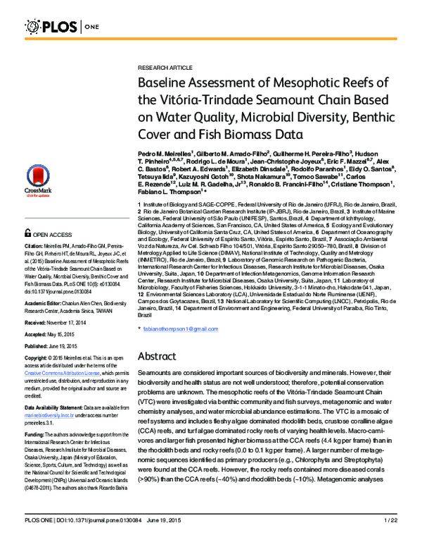 (PDF) Baseline Assessment of Mesophotic Reefs of the Vitória-Trindade ...