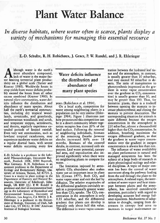 (PDF) Plant Water Balance Philip Rundel Academia.edu