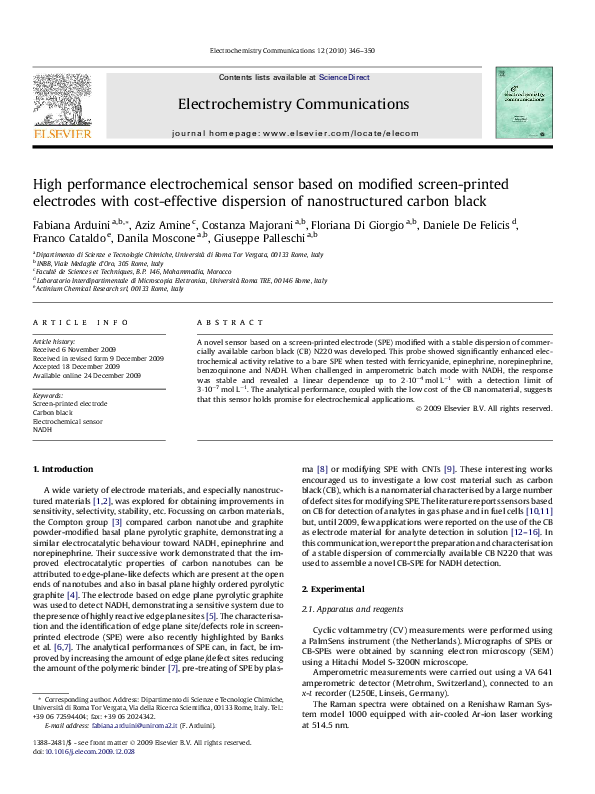 (PDF) High performance electrochemical sensor based on modified screen ...