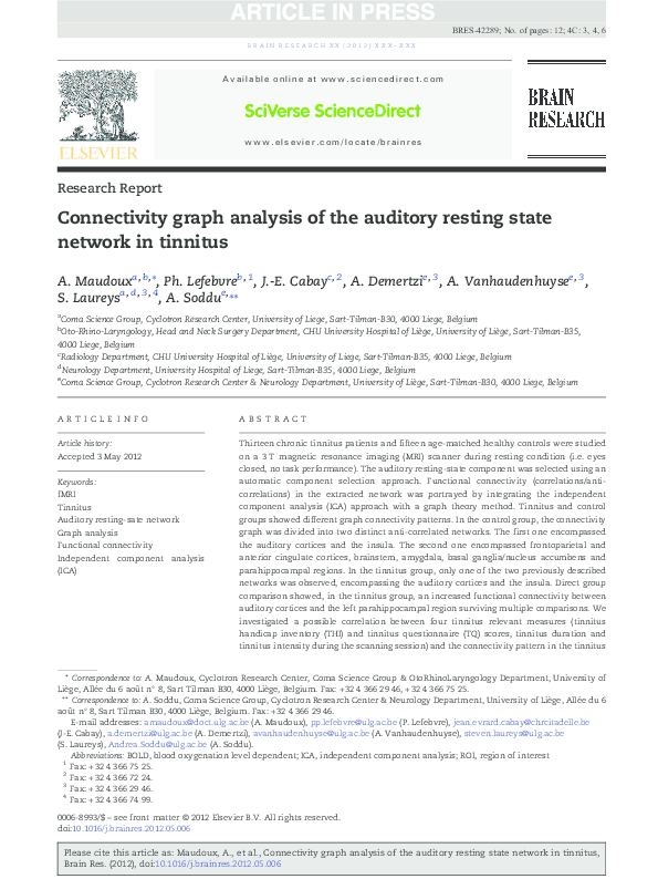 (PDF) Connectivity graph analysis of the auditory resting state network ...