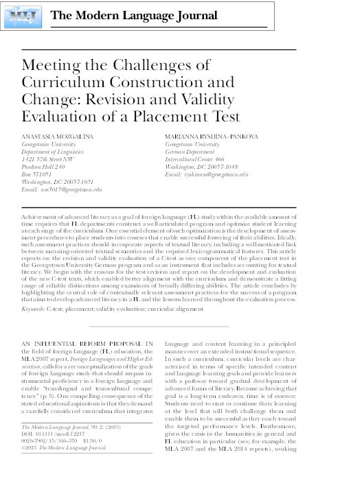 (PDF) Meeting the challenges of curriculum construction and change ...