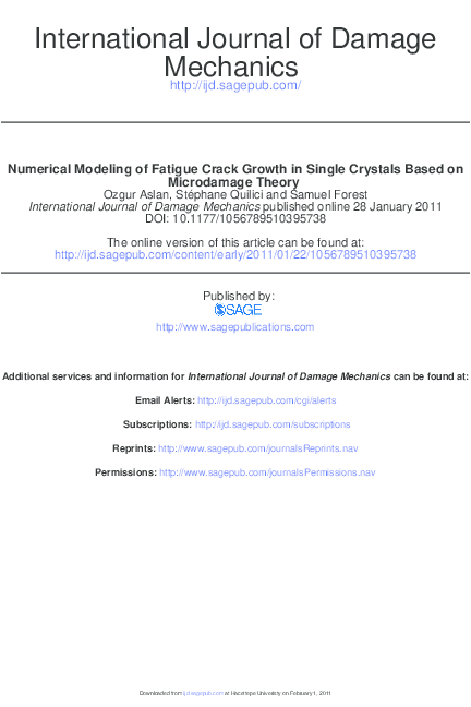 (PDF) Numerical Modeling of Fatigue Crack Growth in Single Crystals ...