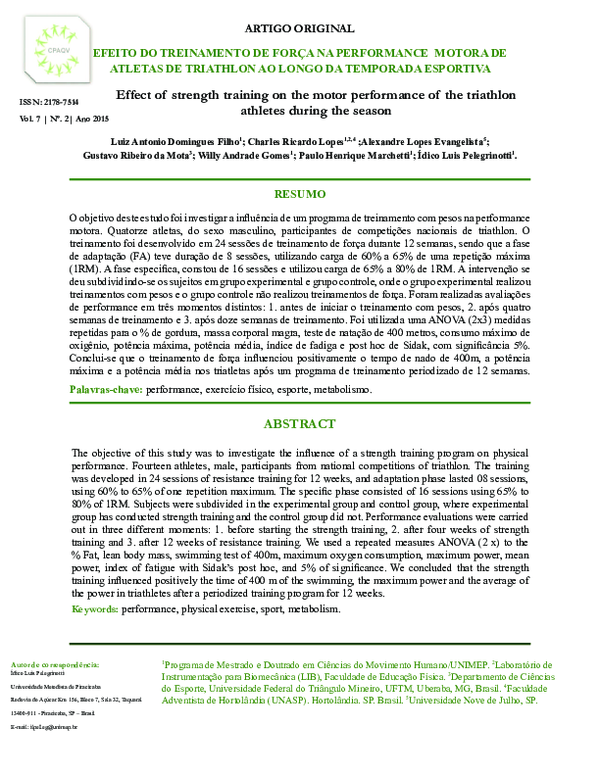 (PDF) EFEITO DO TREINAMENTO DE FORÇA NA PERFORMANCE MOTORA DE ATLETAS