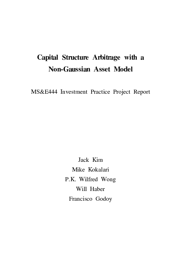 (PDF) Capital Structure Arbitrage with a NonGaussian Asset Model Jack Kim Academia.edu