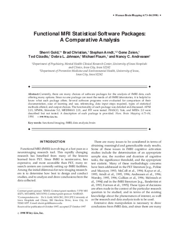(PDF) Functional MRI statistical software packages: A comparative analysis