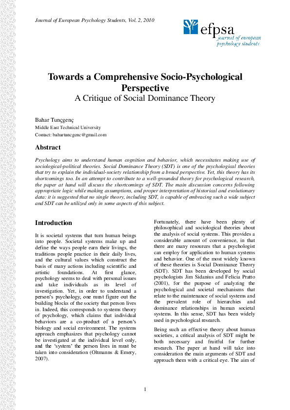 Dominance theory essay image