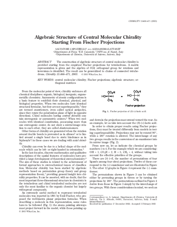 (PDF) Algebraic structure of central molecular chirality starting from ...
