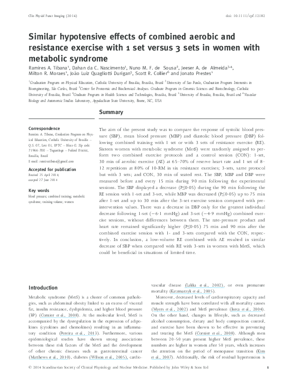 (PDF) Similar hypotensive effects of combined aerobic and resistance ...