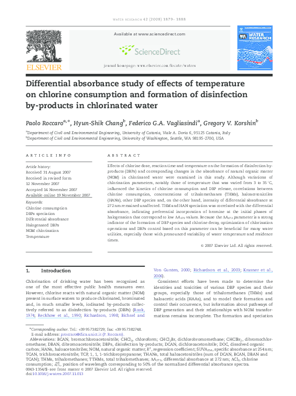 (PDF) Differential absorbance study of effects of temperature on