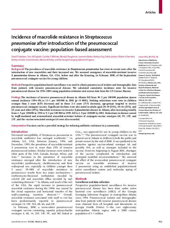 (PDF) Incidence of macrolide resistance in Streptococcus pneumoniae ...