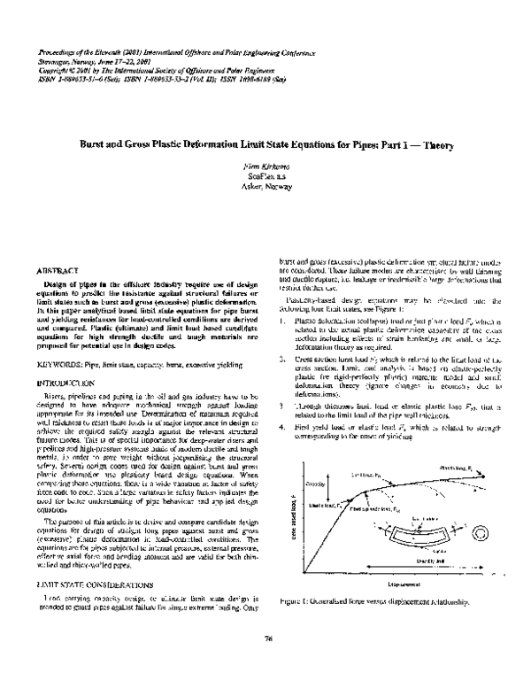 (PDF) Burst and Gross Plastic Deformation Limit State Equations for ...