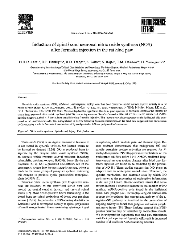 (PDF) Induction of spinal cord neuronal nitric oxide synthase (NOS ...