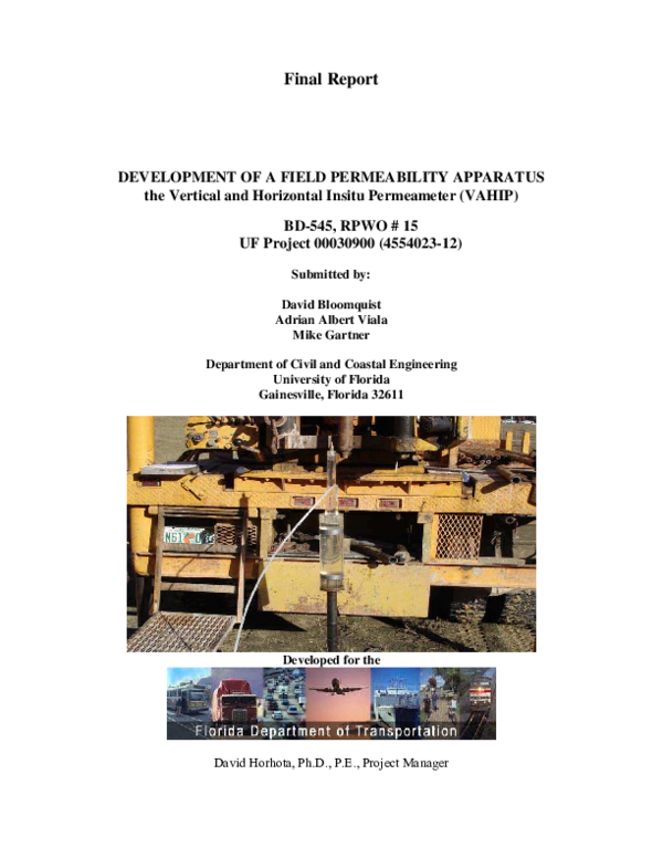 (PDF) DEVELOPMENT OF A FIELD PERMEABILITY APPARATUS the Vertical and ...