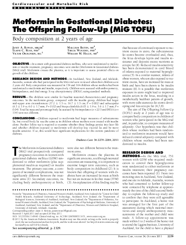 (PDF) Metformin in Gestational Diabetes The Offspring FollowUp (MiG
