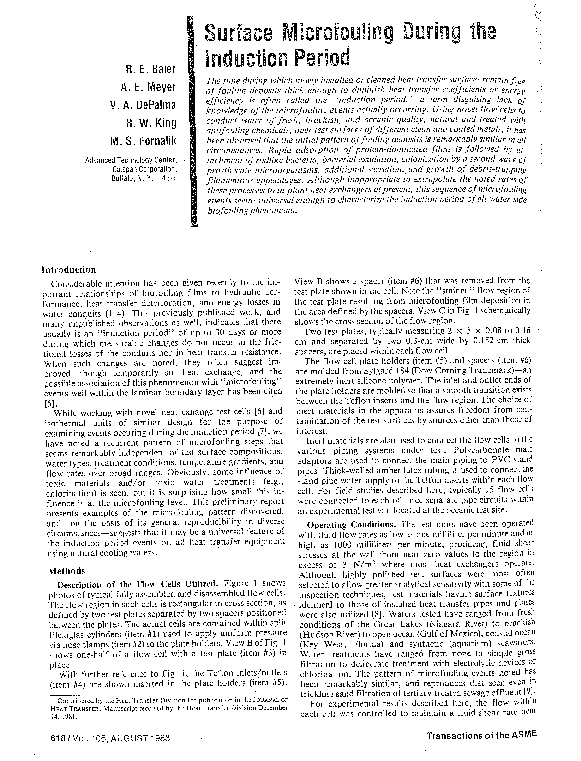 (PDF) Surface Microfouling During the Induction Period
