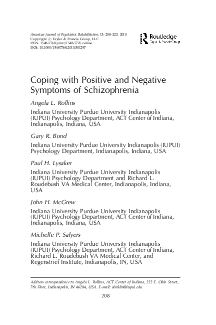 (PDF) Coping with Positive and Negative Symptoms of Schizophrenia