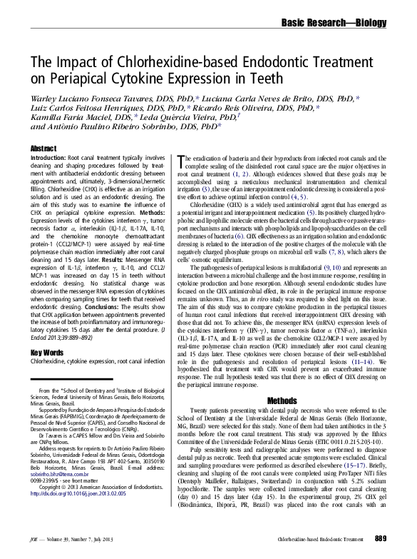 (PDF) The Impact of Chlorhexidinebased Endodontic Treatment on