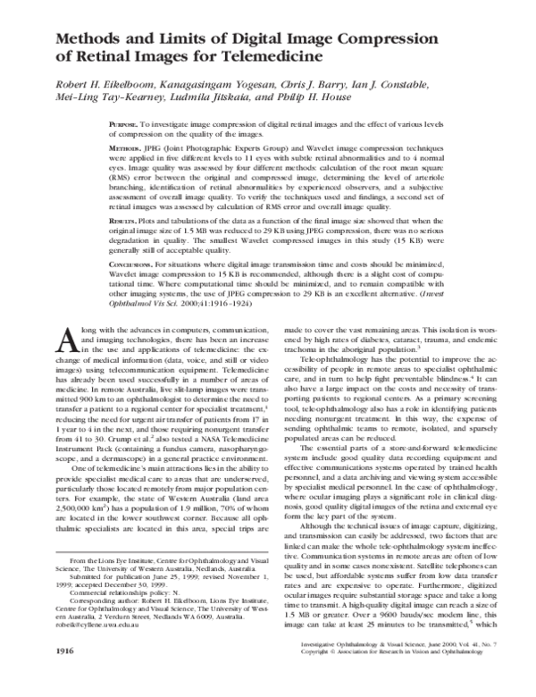 (PDF) Methods and limits of digital image compression of retinal images ...
