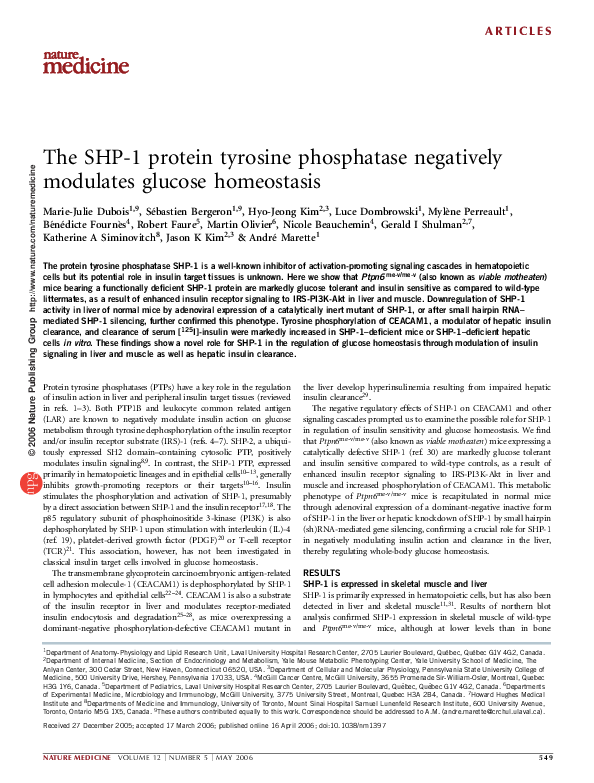 (PDF) The SHP-1 protein tyrosine phosphatase negatively modulates ...