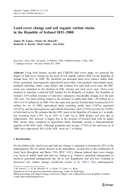 (PDF) Land cover change and soil organic carbon stocks in the Republic ...
