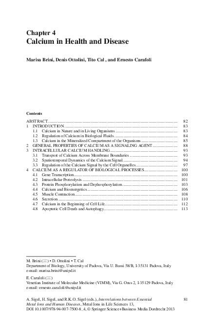 (PDF) Calcium in Health and Disease