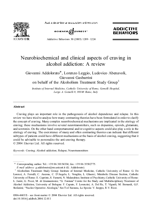 (PDF) Neurobiochemical and clinical aspects of craving in alcohol ...