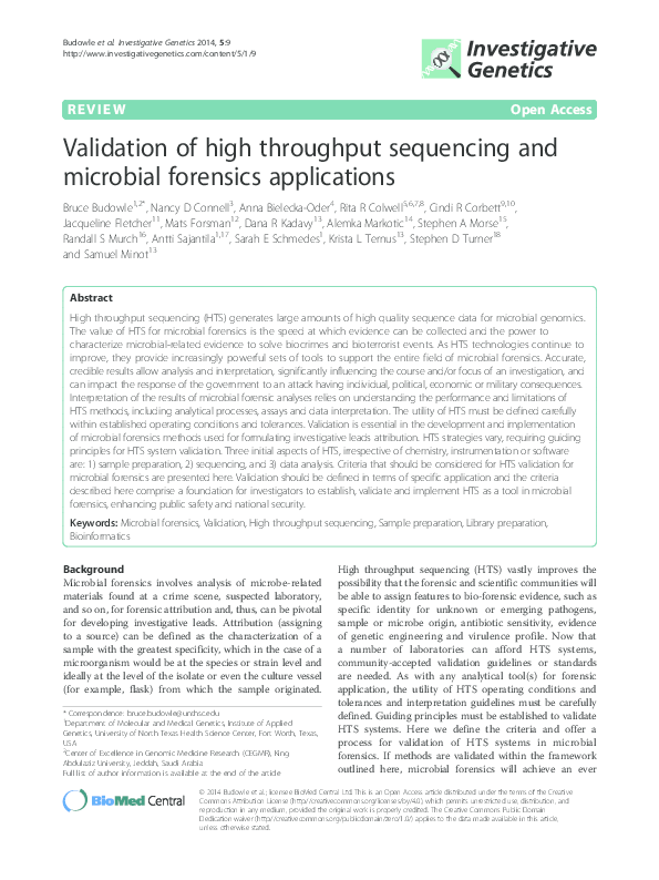 (PDF) Validation of high throughput sequencing and microbial forensics ...