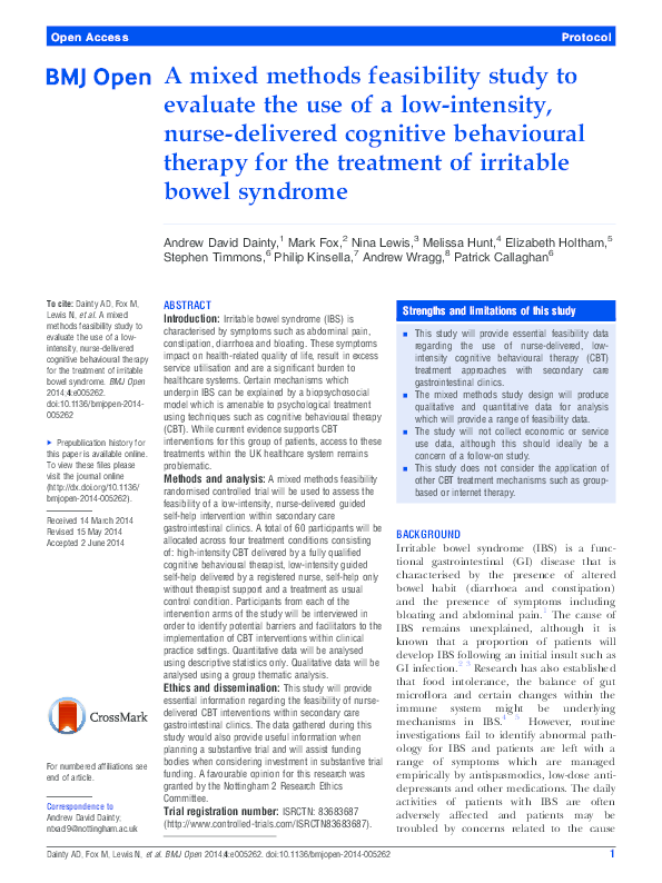 (PDF) A mixed methods feasibility study to evaluate the use of a low ...