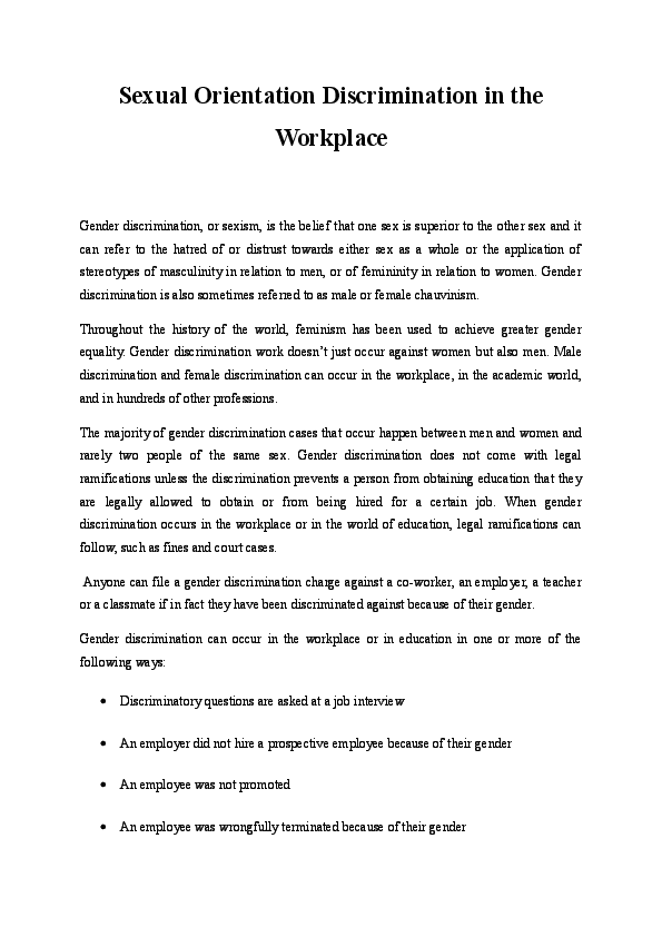 (DOC) Sexual Orientation Discrimination in the Workplace