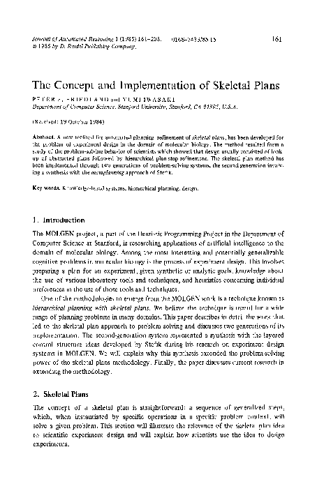 (PDF) The concept and implementation of skeletal plans