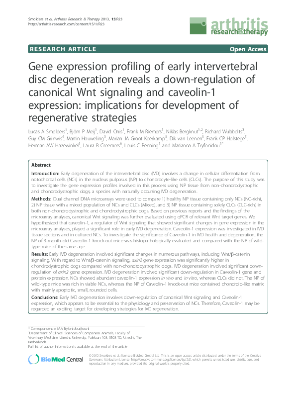 (PDF) Gene expression profiling of early intervertebral disc