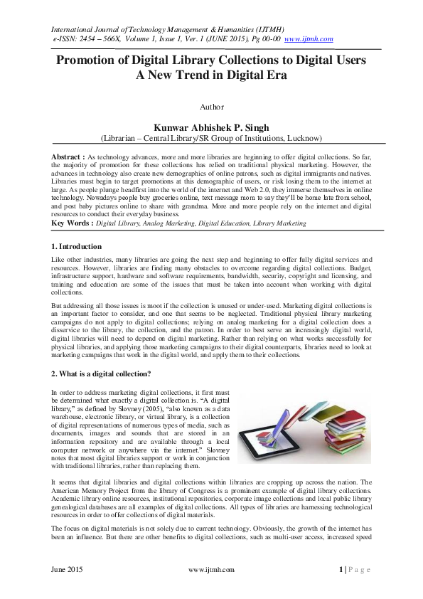 (PDF) Promotion of Digital Library Collections to Digital Users A New