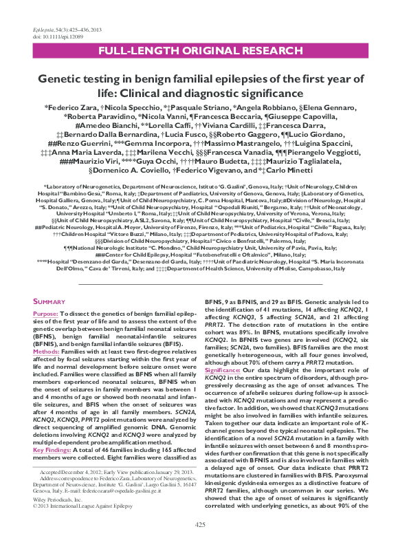 (PDF) Genetic testing in benign familial epilepsies of the first year ...